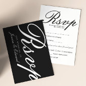 Eenvoudig zwart wit Modern Elegant Minimaal Script RSVP Kaartje
