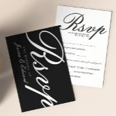 Eenvoudig zwart wit Modern Elegant Minimaal Script RSVP Kaartje
