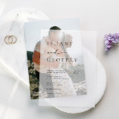 Eenvoudig zwart-wit, modern en minimalistisch huwe vellum uitnodigingen