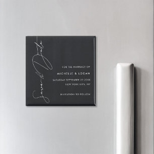 Eenvoudig zwart-wit, modern handgeschreven script magneet