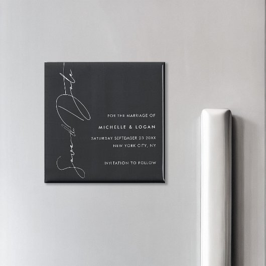 Eenvoudig zwart-wit, modern handgeschreven script magneet