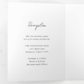 Eenvoudig zwart-wit modern huwelijk drieluik uitnodiging (Binnenzijde eerst)