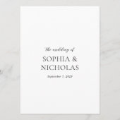 Eenvoudig zwart-wit modern huwelijk menu (Achterkant)