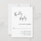 Eenvoudig zwart-wit modern huwelijk RSVP kaartje (Voorkant)