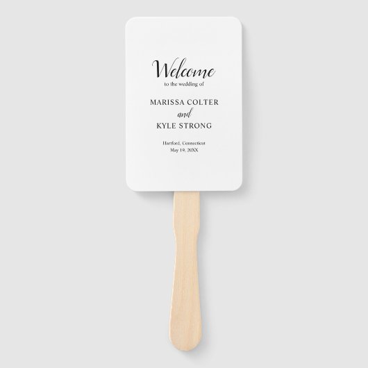 Eenvoudig zwart-wit, modern legant huwelijk handwaaier (Voorkant)