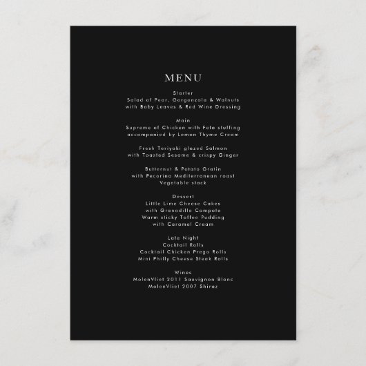 Eenvoudig zwart-wit, modern menu (Voorkant)