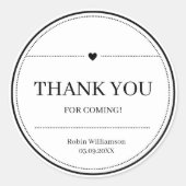 Eenvoudig zwart-wit, modern, minimaal bedankt ronde sticker (Voorkant)