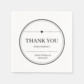 Eenvoudig zwart-wit, modern, minimaal bedankt servet (Voorkant)
