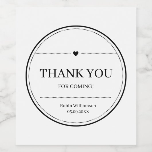 Eenvoudig zwart-wit, modern, minimaal bedankt wijn etiket (Enkel label)