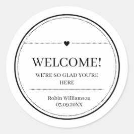 Eenvoudig zwart-wit, modern, minimaal welkom ronde sticker