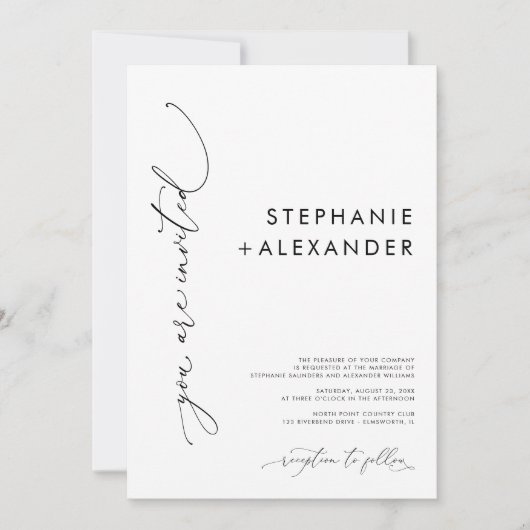 Eenvoudig zwart-wit, modern minimalistisch huwelij kaart (Voorkant)