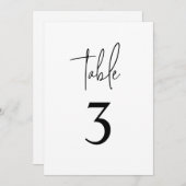 Eenvoudig zwart-wit modern minimalistisch tabelnum kaart (Voorkant / Achterkant)