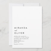 Eenvoudig Zwart Wit Modern Monogram Bruiloft Kaart (Voorkant)