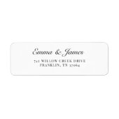 Eenvoudig Zwart & Wit Modern Script Bruiloft Etiket (Voorkant)