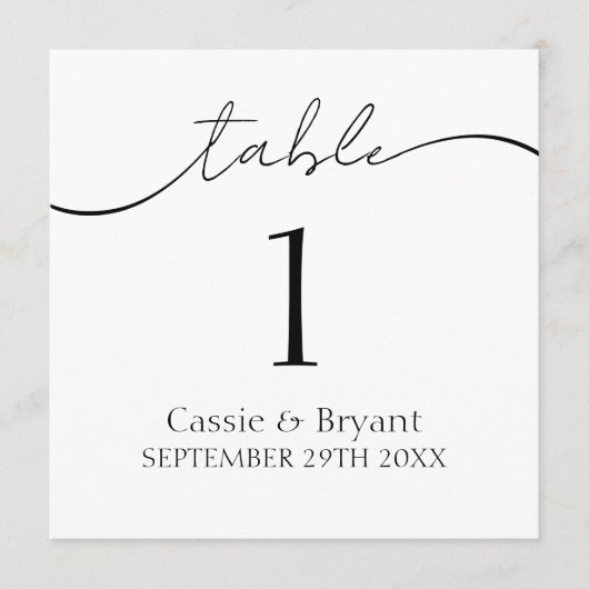 Eenvoudig Zwart-wit Modern Trouwtafelnummer Programmakaart (Voorkant)