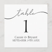 Eenvoudig Zwart-wit Modern Trouwtafelnummer Programmakaart (Achterkant)