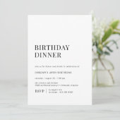 Eenvoudig zwart-wit | Modern verjaardagsdiner Kaart (Staand voorkant)