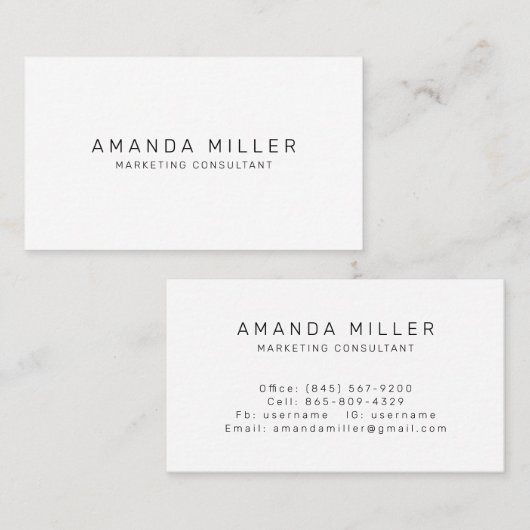 Eenvoudig zwart-wit modern visitekaartje (Voorkant / Achterkant)