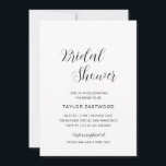 Eenvoudig zwart-wit modern Vrijgezellenfeest Kaart<br><div class="desc">De hedendaagse zwarte en witte bruiddouche nodigt uit met een eenvoudige en minimalistische lay-out met de kopbal in een elegant kalligrafiemanuscript. Een modern design dat goed past bij elke vorm van vrijgezellenfeest.</div>