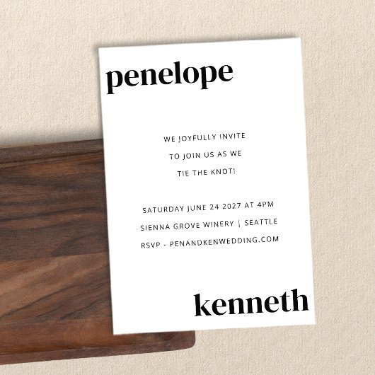 Eenvoudig zwart wit, modern, zwart huwelijk kaart