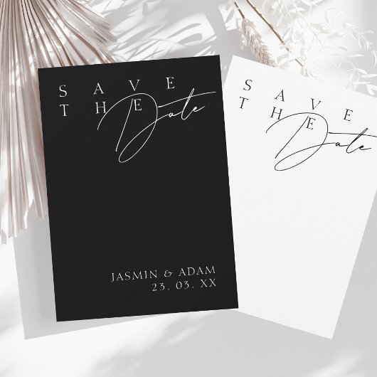 Eenvoudig Zwart Wit Moderne Typografie Bruiloft Save The Date