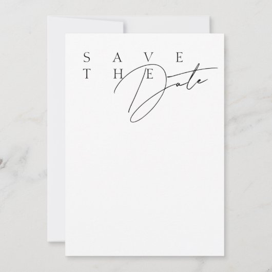 Eenvoudig Zwart Wit Moderne Typografie Bruiloft Save The Date (Achterkant)