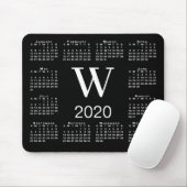 Eenvoudig zwart-wit monogram 2020-kalender muismat (Met muis)