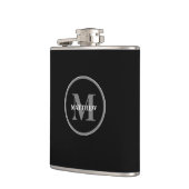 Eenvoudig Zwart wit Monogram aangepast Heupfles (Links)