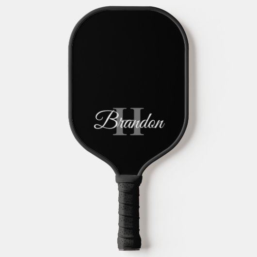 Eenvoudig zwart-wit monogram, aangepast pickleball paddle (Voorkant)