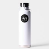 Eenvoudig Zwart wit Monogram aangepast Waterfles (Links)