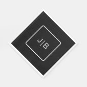 Eenvoudig zwart wit monogram aanpasbaar servet (Hoek)