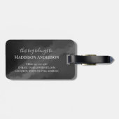 Eenvoudig zwart wit monogram bagagelabel (Achterkant horizontaal)