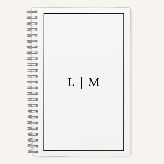 Eenvoudig zwart-wit monogram bedrijf notitieboek (Voorkant)