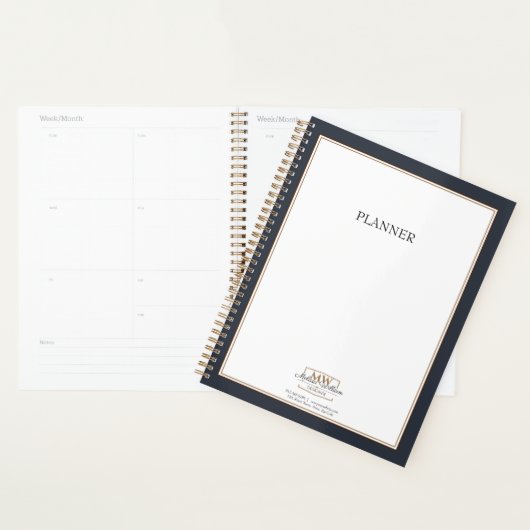 Eenvoudig zwart-wit monogram bedrijf planner (Display)