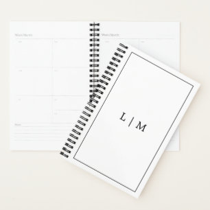 Eenvoudig zwart-wit monogram bedrijf planner