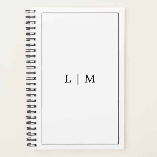 Eenvoudig zwart-wit monogram bedrijf planner (Voorkant)