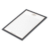 Eenvoudig zwart-wit monogram bekleed bedrijf notitieblok (Schuin)