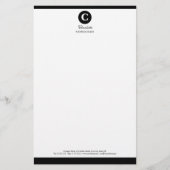 Eenvoudig zwart-wit monogram briefpapier (Voorkant)