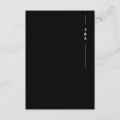 Eenvoudig zwart wit monogram bruiloft details informatiekaartje (Achterkant)