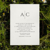 Eenvoudig zwart-wit monogram bruiloft kaart