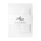 Eenvoudig zwart-wit monogram bruiloft uitnodigingen wikkel (Voorkant Voorbeeld)