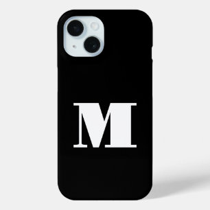 Eenvoudig zwart-wit monogram iPhone 15 case
