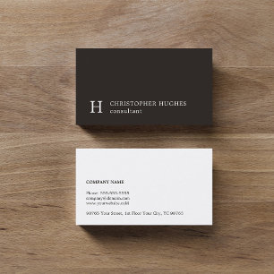 Eenvoudig Zwart Wit Monogram Consultant Visitekaartje