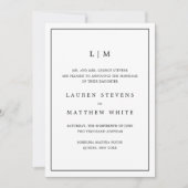 Eenvoudig zwart-wit monogram Elegant Wedding Aankondiging (Voorkant)