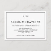 Eenvoudig zwart-wit monogram Elegant Wedding Informatiekaartje (Voorkant)