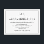 Eenvoudig zwart-wit monogram Elegant Wedding Informatiekaartje<br><div class="desc">Eenvoudige trouwaccommodatie-behuizingskaart met een modern, maar elegant ontwerp met twee Letter-monogram bovenaan en uw details omgeven door een dunne rand. Al tekst is in zwart, over een witte achtergrond en de achterzijde is stevige zwarte. De doopvonten en achtergrondkleuren kunnen in om het even welke kleuren worden veranderd u wenst. Een...</div>
