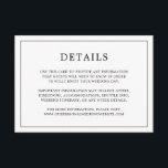 Eenvoudig zwart-wit monogram Elegant Wedding Informatiekaartje<br><div class="desc">Eenvoudige trouwbehuizingskaart met een modern, maar elegant ontwerp met uw details omringd door een dunne rand. Alle tekst is zwart, boven een witte achtergrond en de achterkant heeft je monogram in het midden, in een rand. De doopvonten en achtergrondkleuren kunnen in om het even welke kleuren worden veranderd u wenst....</div>
