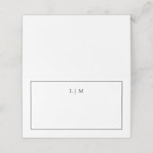 Eenvoudig zwart-wit monogram Elegant Wedding Plaatskaartje (Buitenkant ongevouwen)