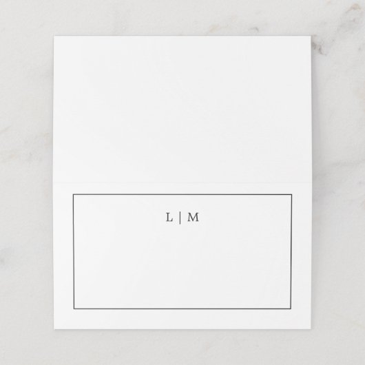 Eenvoudig zwart-wit monogram Elegant Wedding Plaatskaartje (Buitenkant ongevouwen)