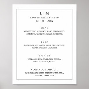 Eenvoudig zwart-wit monogram Elegant Wedding Poster